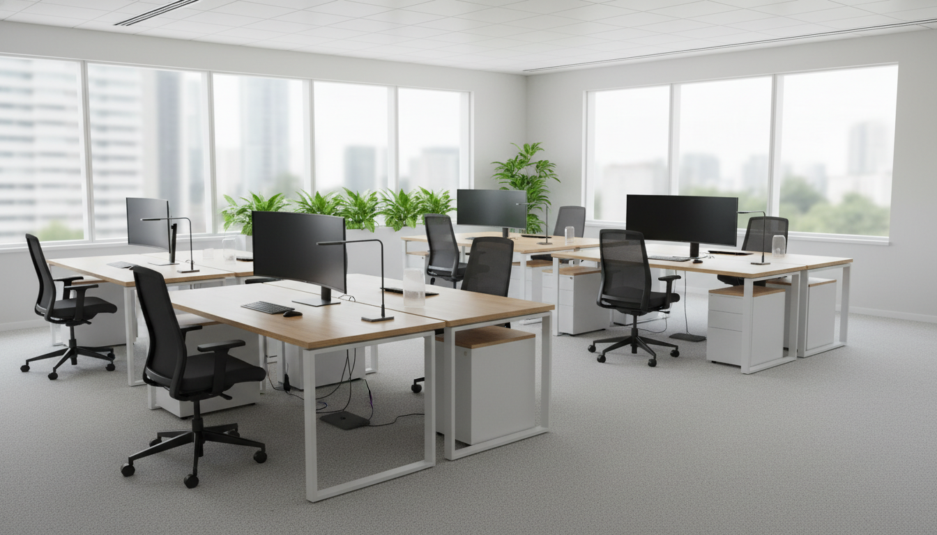 Eine sauberes Büro in Krefeld, wo gerade eine Büroreinigung stattgefunden hat