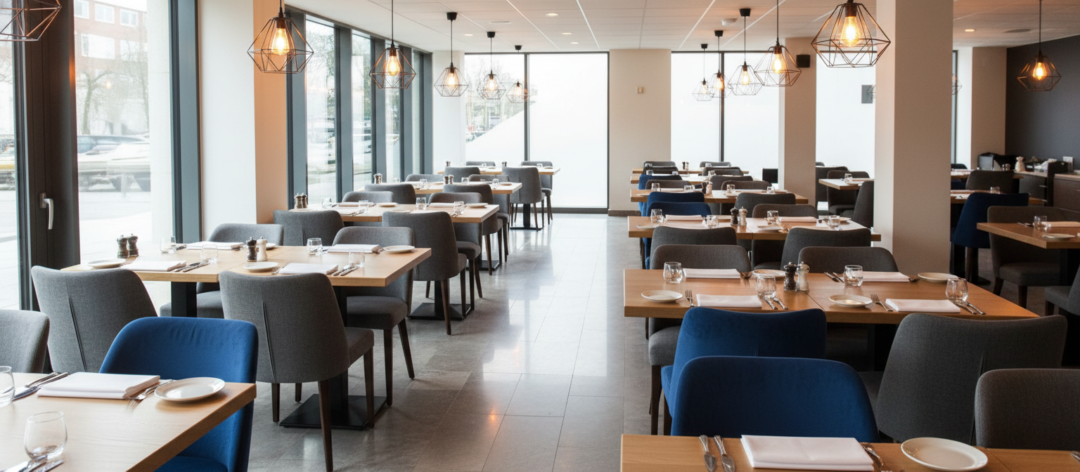 Eine sauberes Restauranrt in Krefeld, wo gerade eine Gastronomiereinigung stattgefunden hat