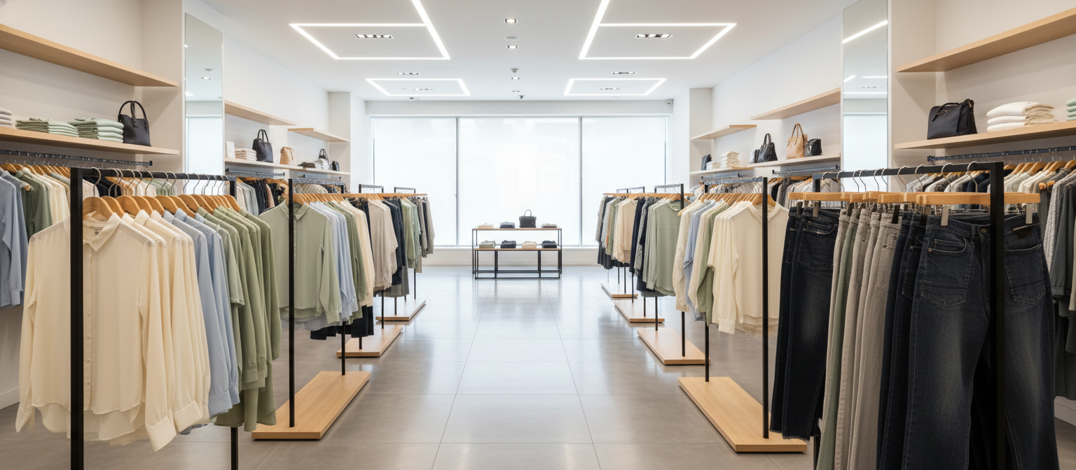 Eine sauberes Ladengeschäft in Krefeld, wo gerade eine Einzelhandelsreinigung stattgefunden hat